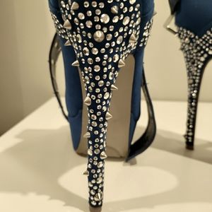 Blue studded heels